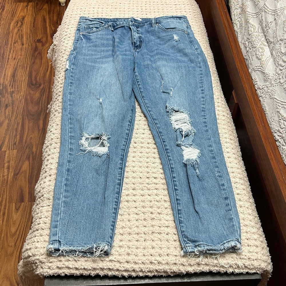 Distressed Blue Jeans